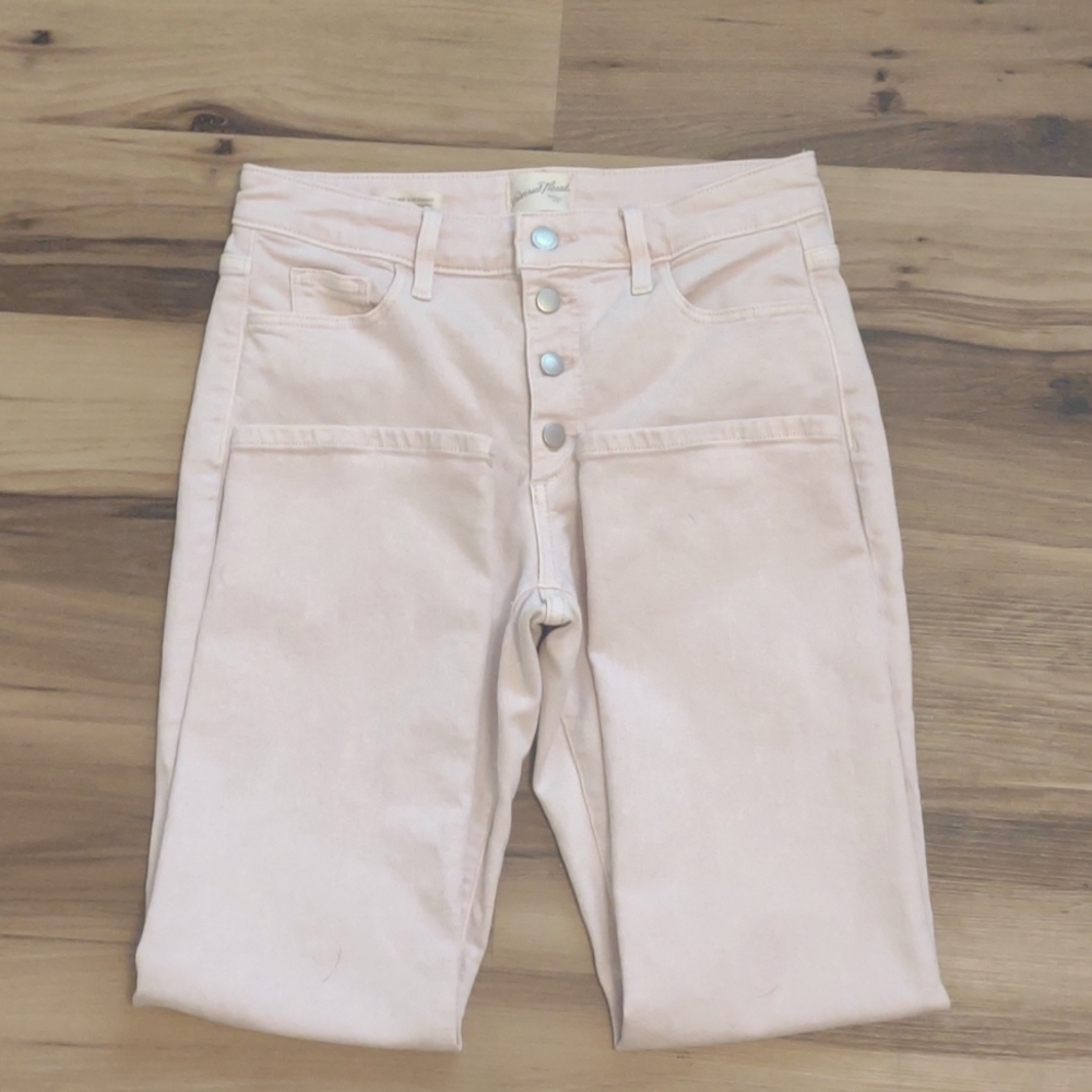 Universal Thread jeans Size 2/26 pastel pink high rise slim straight button-fly - Picture 3 of 9